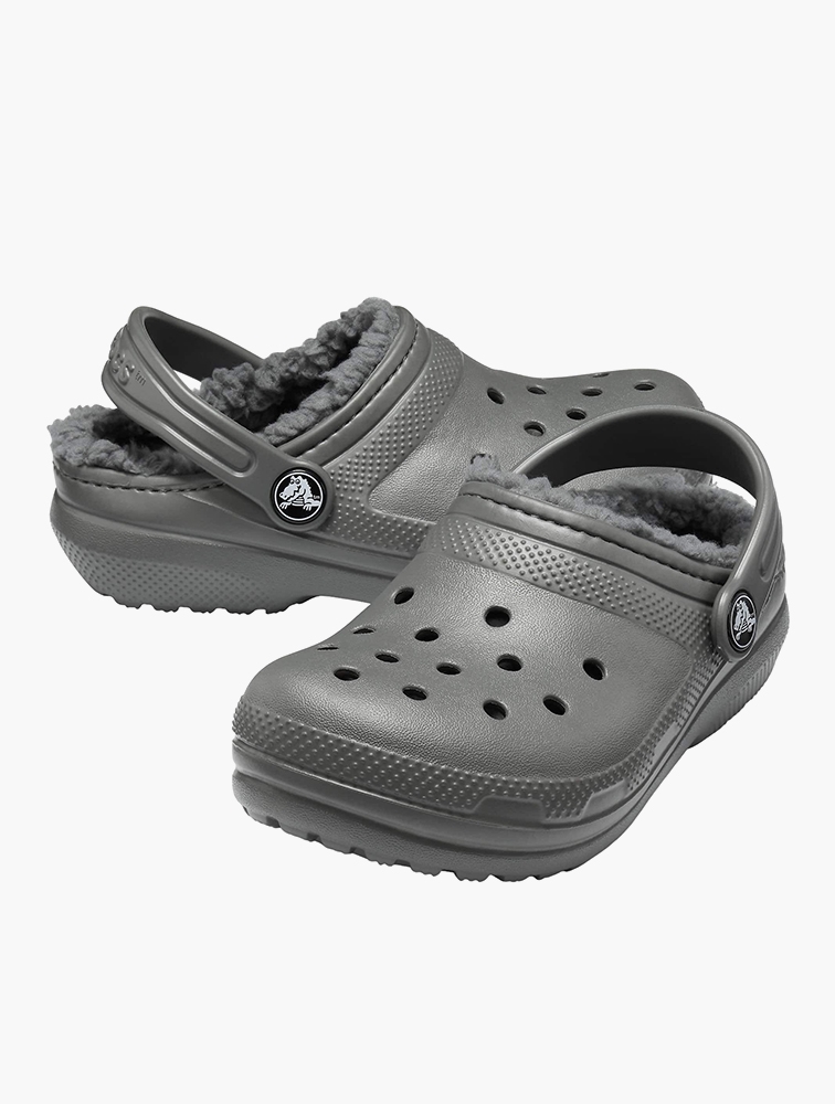 Grey fuzzy crocs hot sale